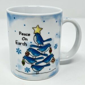 Ganz Coffee Mug 10 oz Blue Birds Christmas Mug “Peace of Earth”